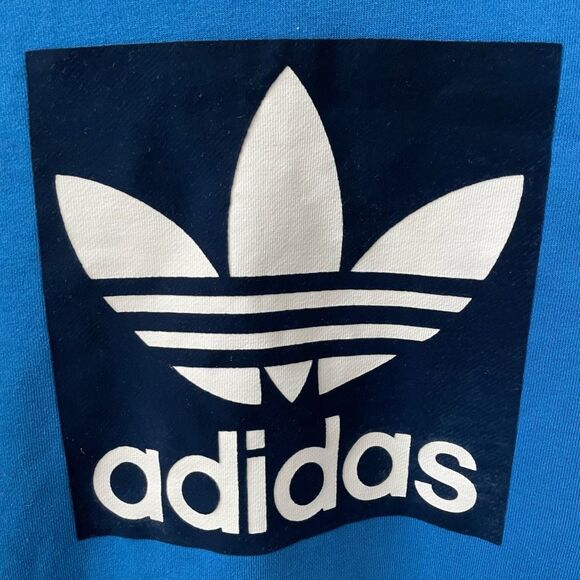 Adidas Blue Texture Trefoil Crew Neck Sweatshirt XS - Picture 2 of 8